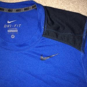 Blue and Black Nike dri-fit athletic T-shirt